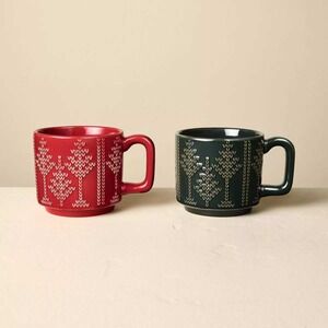 14oz Holiday Mug Fair isle Set - Hearth & Hand Magnolia, Christmas 2025